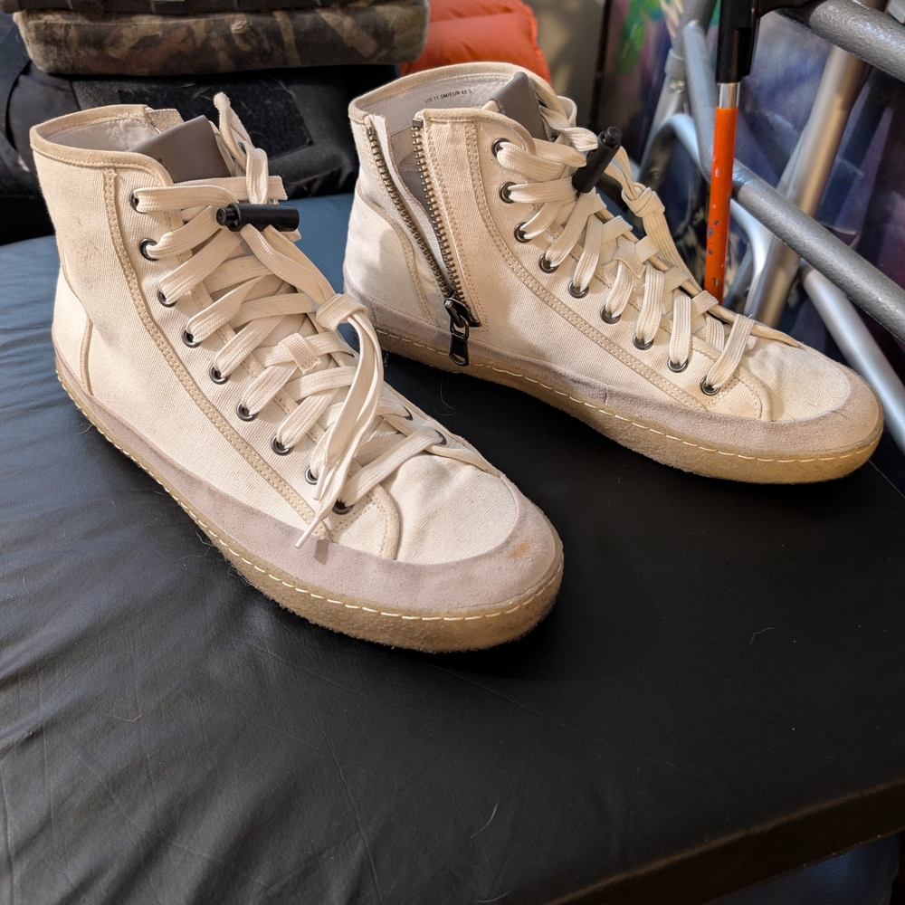 High-Top Canvas Sneakers with Zipper